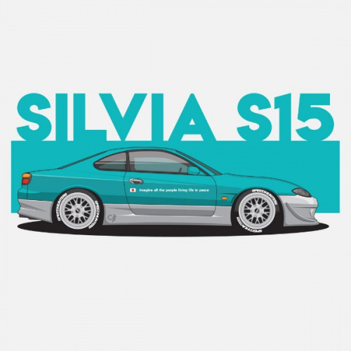 Dámské tričko s potiskem Nissan Silvia S15 Zelená